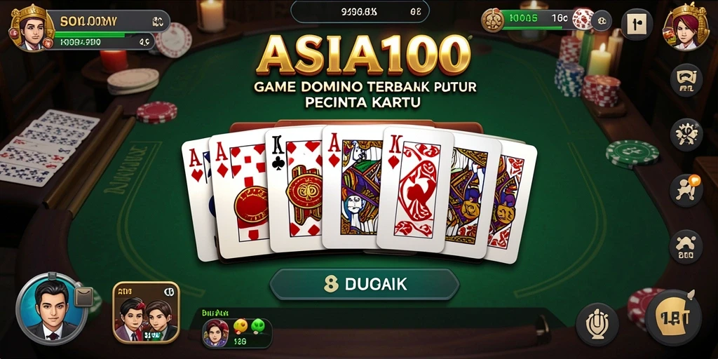 Tampilan gameplay seru dari ASIA100 dengan berbagai mode Domino.