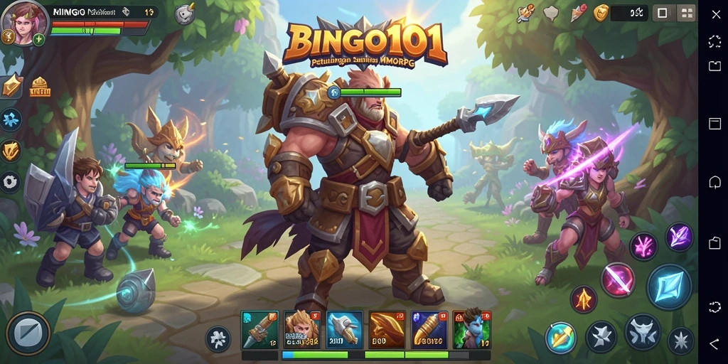 Tangkapan layar utama BINGO101 menampilkan aksi seru dalam petualangan MMORPG.
