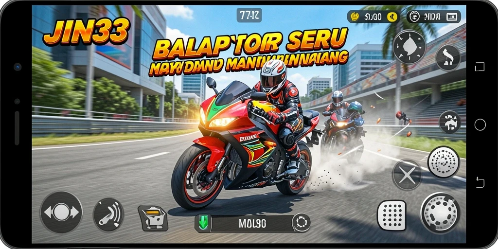 Gameplay JIN33 yang mendebarkan saat balapan motor.