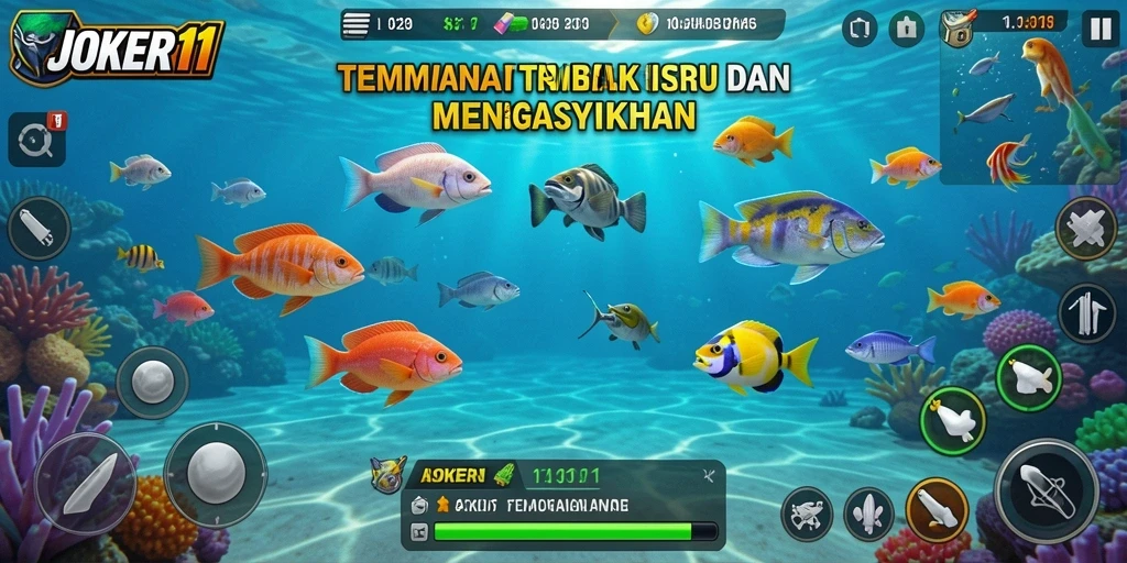 Screenshot gameplay JOKER11 menampilkan aksi menangkap ikan yang mendebarkan.