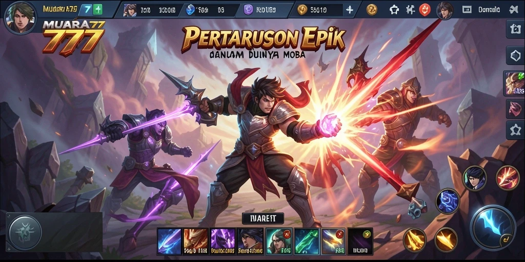 Screenshot gameplay MUARA777 menampilkan aksi pertarungan tim yang mendebarkan.