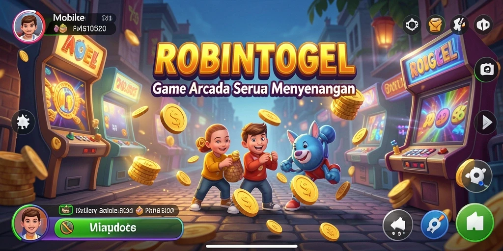 Screenshot gameplay ROBINTOGEL yang menampilkan aksi seru di level arcade.