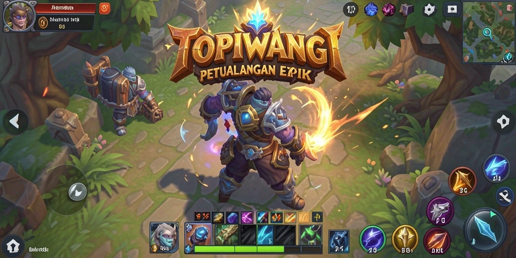 Tangkapan layar gameplay <strong>TOPIWANGI</strong> menampilkan pertarungan seru melawan monster.